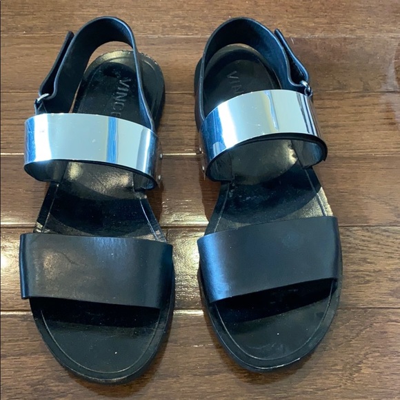 Vince Black Two Band Sandals Size 7 - Picture 1 of 8